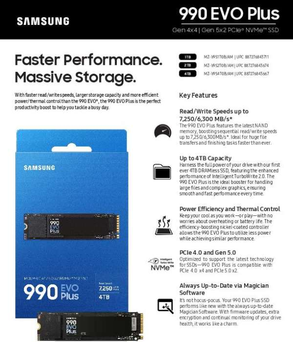 Samsung 990 EVO Plus SSD Datasheet