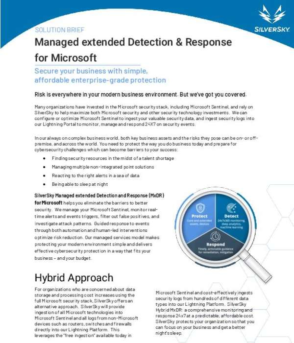 SilverSky Managed Extended Detection & Response for Microsoft